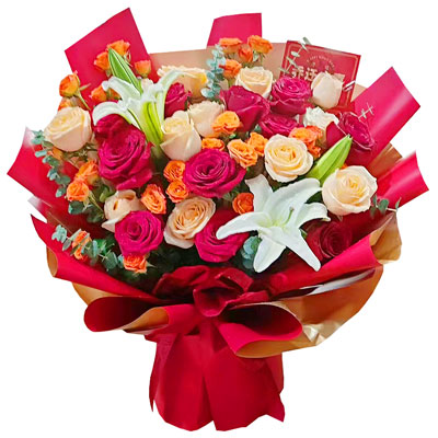 宁德19朵玫瑰百合,爱情永不凋零