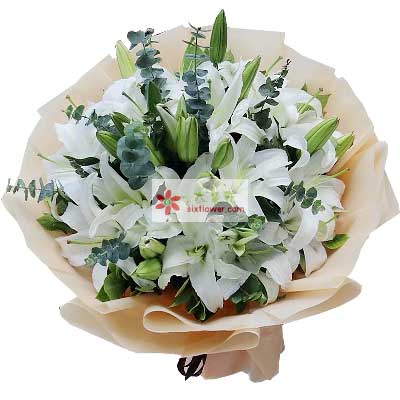 宁德9支白色多头百合，祝福你幸福