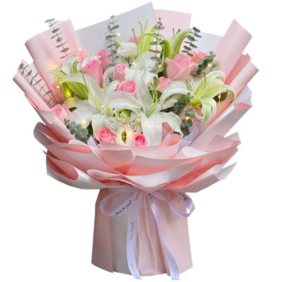 宁德16朵粉玫瑰百合，感情稳定坚固