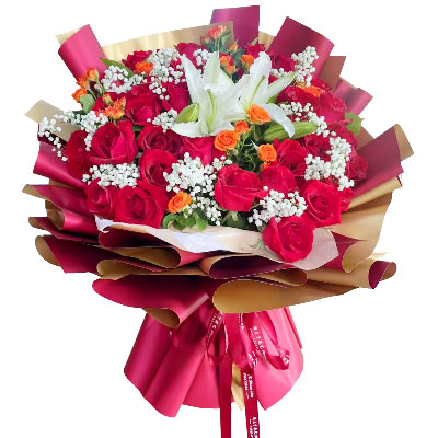 宁德33朵红玫瑰百合，爱如同花般绽放